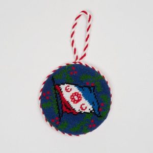 Flag & Holly Needlepoint Ornament