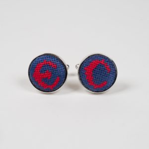 Needlepoint & Silver Cufflinks