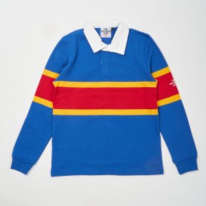 Club Rugby Shirt in Striped Royal Blue