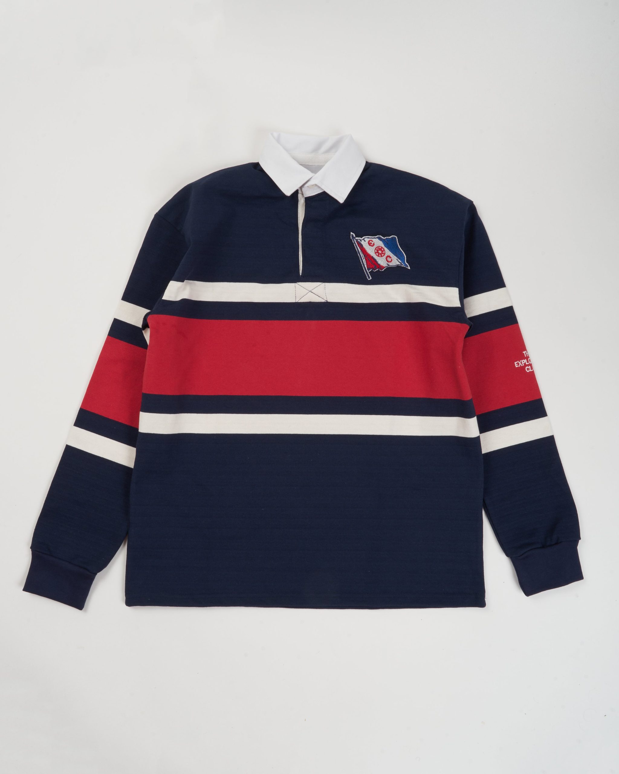 Club Rugby Shirt in Striped Navy