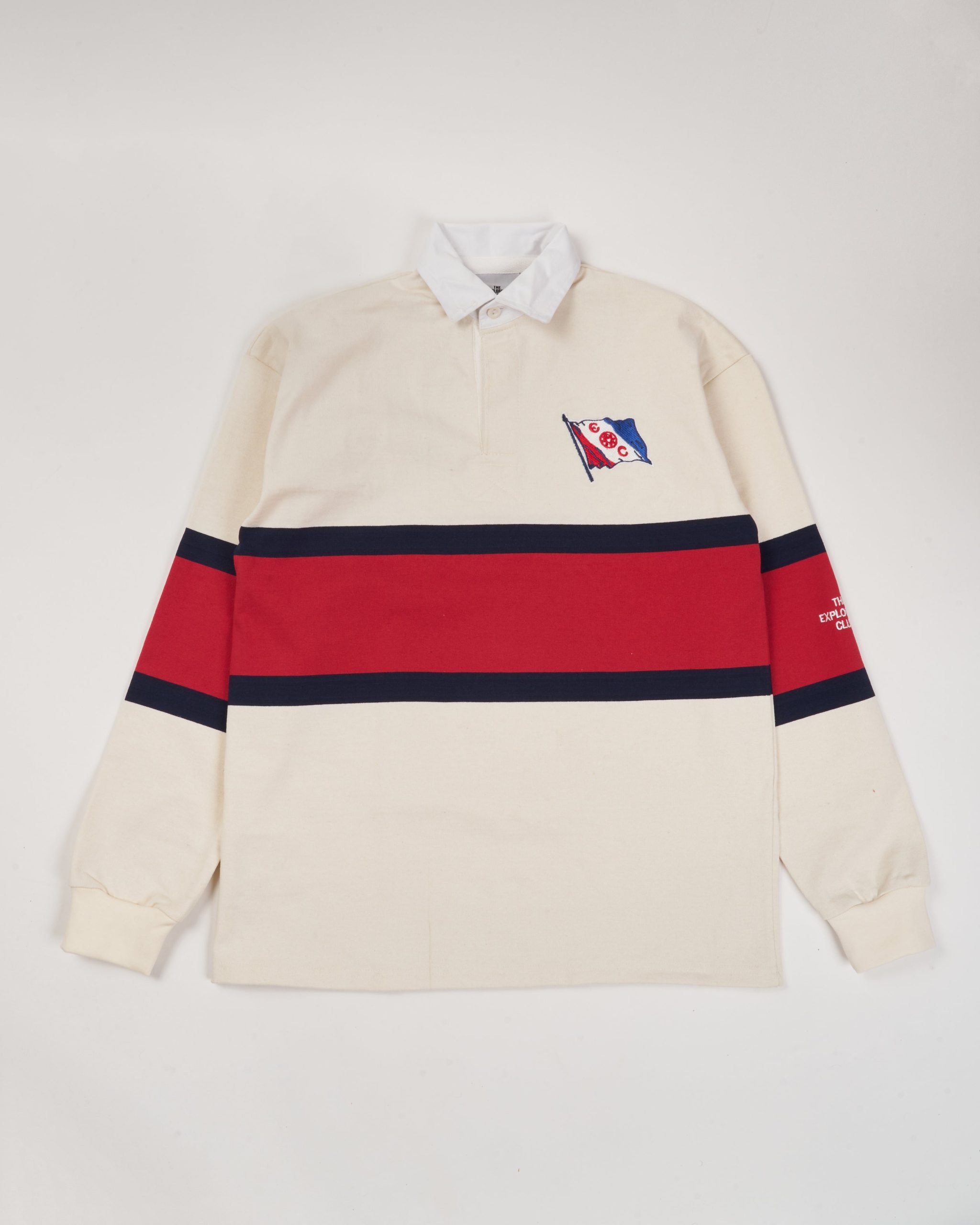 Club Rugby Shirt in Striped Ivory