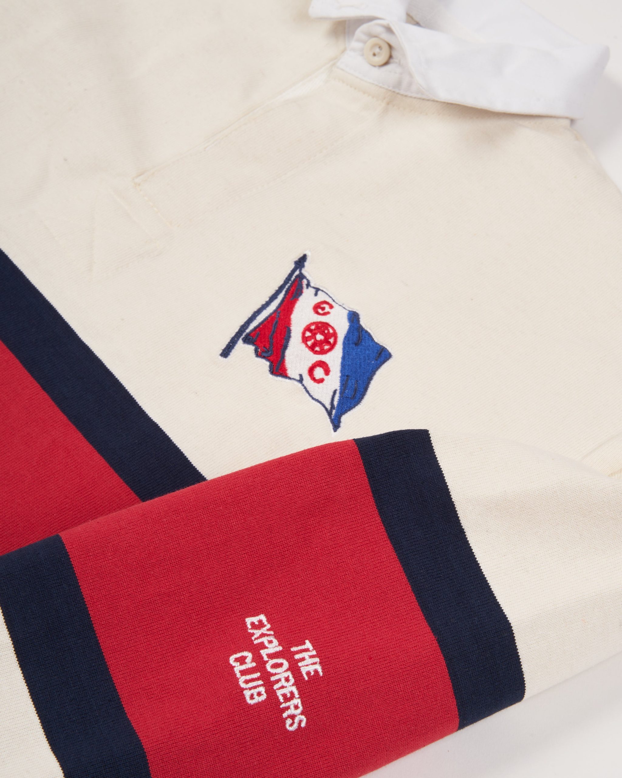 Club Rugby Shirt in Striped Ivory - Image 2