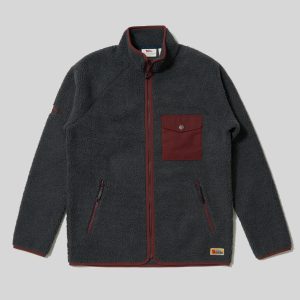 ECxFJ Men's Vardag Pile Fleece in Maroon & Dark Grey