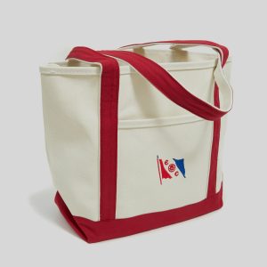 Canvas Tote Bag in Natural & Red