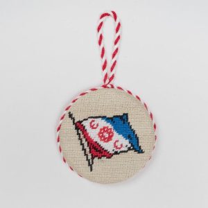 Flag & Khaki Needlepoint Ornament