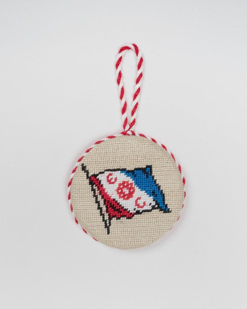 Flag & Khaki Needlepoint Ornament