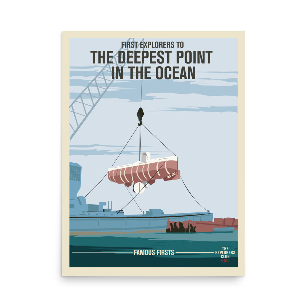 Famous Firsts Limited Edition Poster - Deepest Point in the Ocean - Image 2